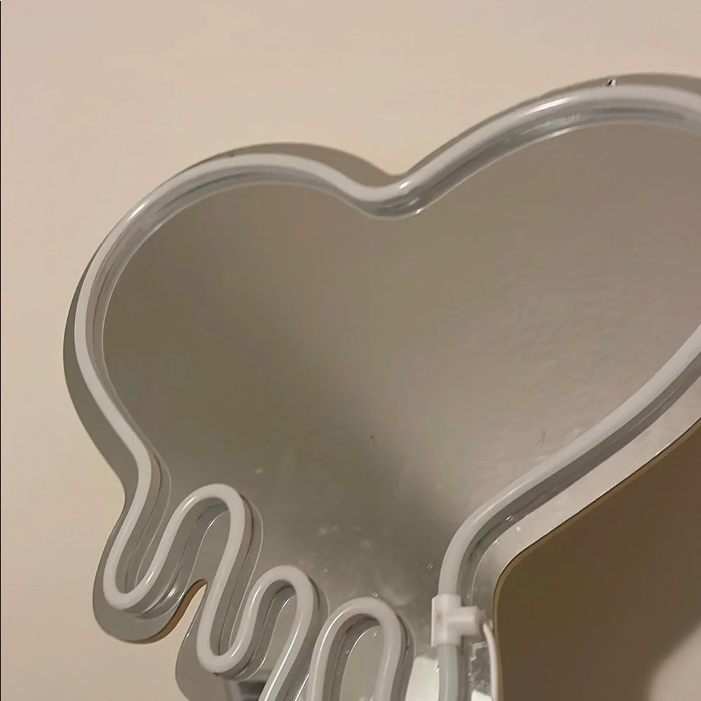 Silver and White Heart-Shaped Wall Mirror